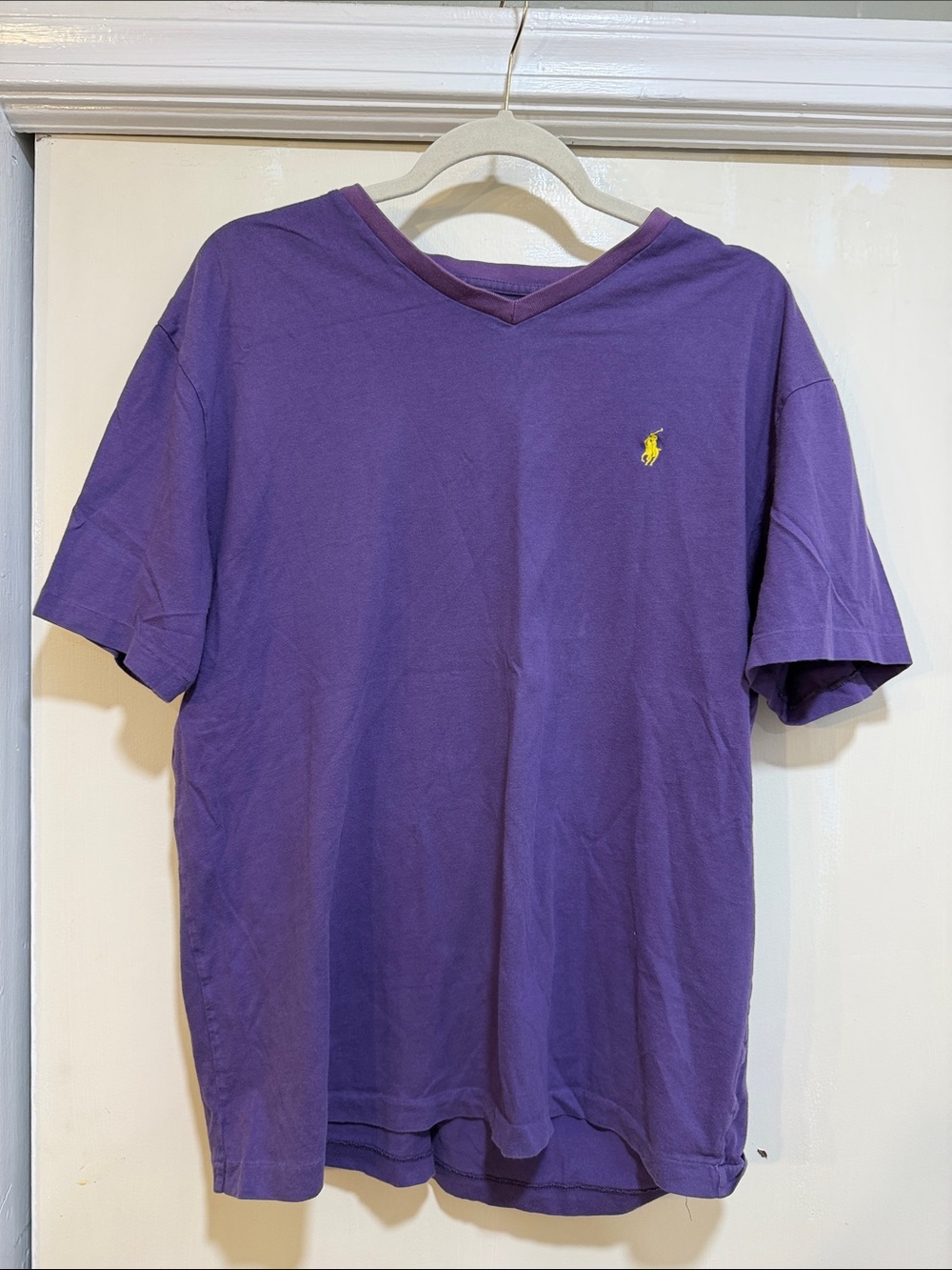 Polo by Ralph Lauren Purple V-Neck Tee with Yellow Pony